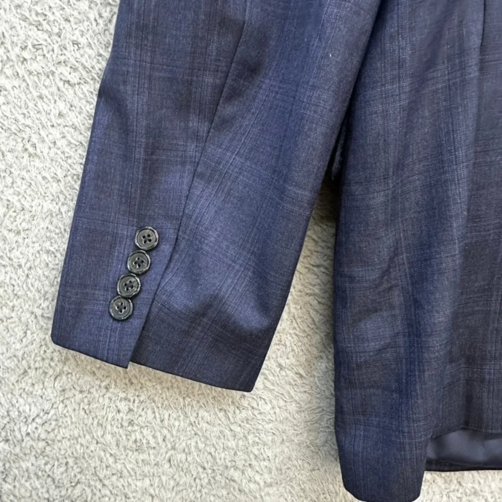 Lauren Ralph Lauren Mens 44R Navy Blue Glen Plaid Two Button Blazer Sport Coat